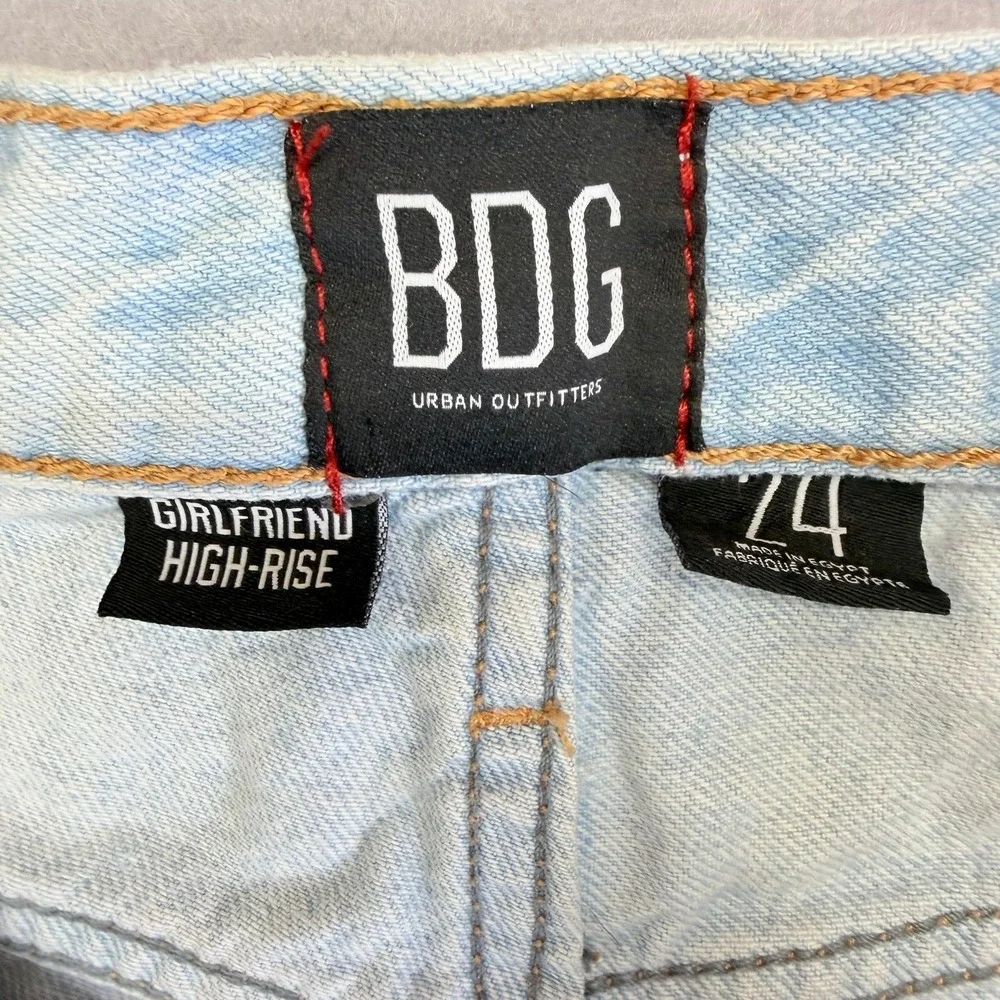 BDG Denim Shorts Womens 24 Light Blue Girlfriend High Rise Distressed Cutoffs